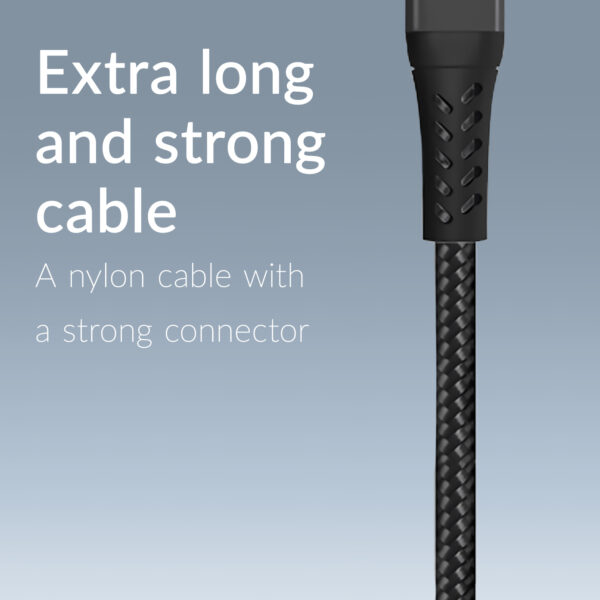 Mobilize Strong Nylon Cable Usb To Micro Usb 2M. 12W Black - Afbeelding 3