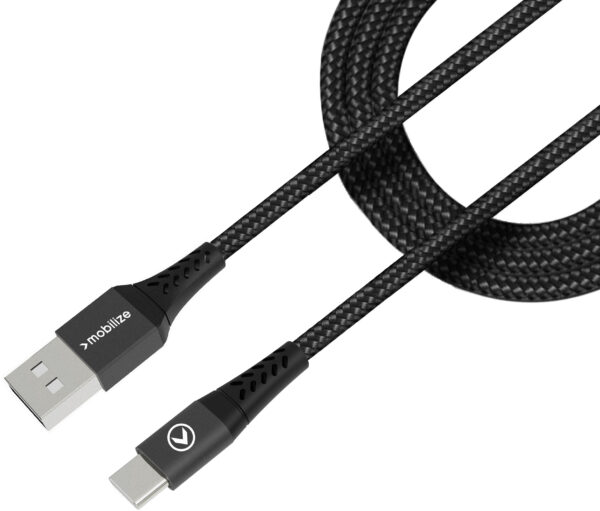 Mobilize Strong Nylon Cable Usb To Usb-C 1M. 15W Black - Afbeelding 2
