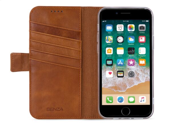 Senza Desire Leather Wallet Apple Iphone 7/8/Se (2020/2022) Burned Cognac - Afbeelding 2