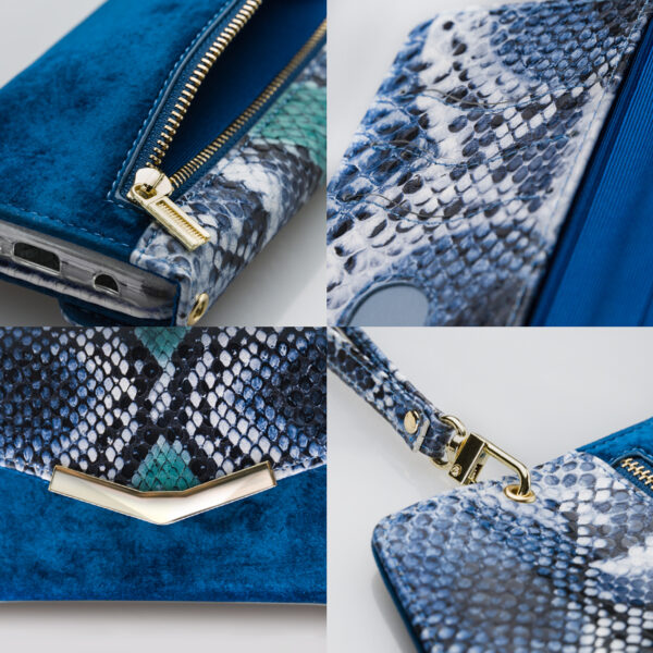 Mobilize 2In1 Gelly Velvet Clutch For Samsung Galaxy A40 Royal Blue Snake - Afbeelding 7
