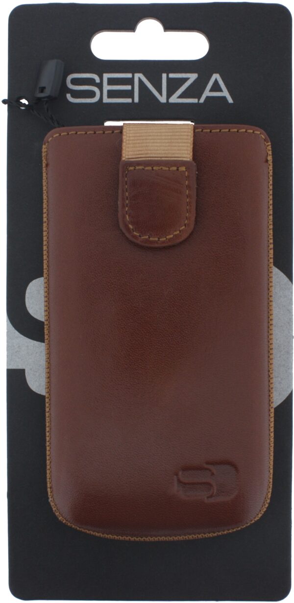Senza Leather Slide Case Cognac Size S