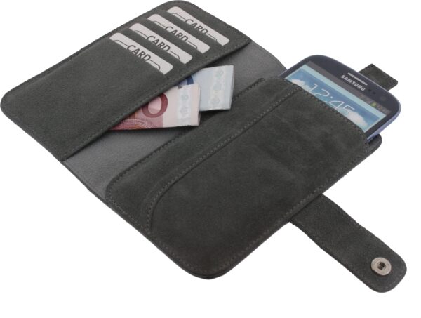 Senza Suede Wallet Slide Case Warm Grey Size Xxl - Afbeelding 4