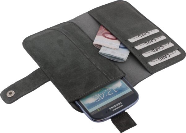 Senza Suede Wallet Slide Case Warm Grey Size Xxl - Afbeelding 5