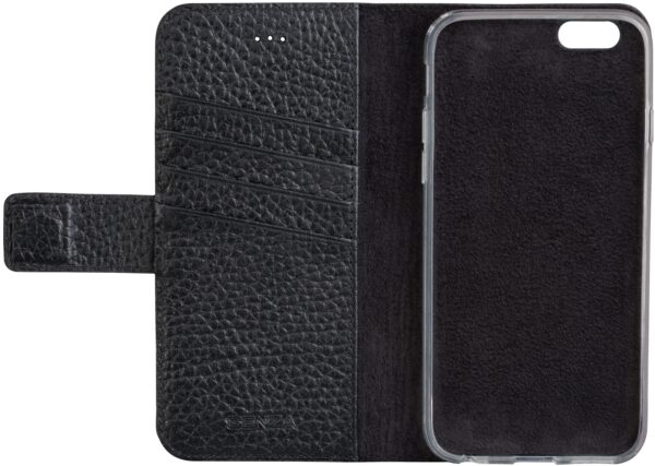 Senza Exquisite Leather Wallet Apple Iphone 6/6S Intense Black - Afbeelding 2