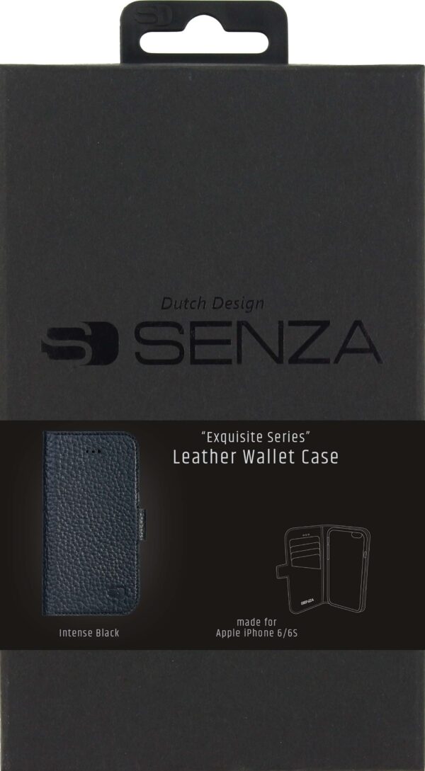 Senza Exquisite Leather Wallet Apple Iphone 6/6S Intense Black - Afbeelding 3