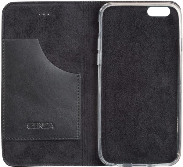 Senza Authentic Leather Booklet Apple Iphone 6/6S Pure Black - Afbeelding 3