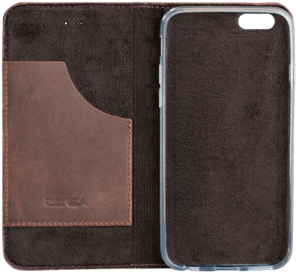 Senza Raw Leather Booklet Apple Iphone 6/6S Chestnut Brown - Afbeelding 3