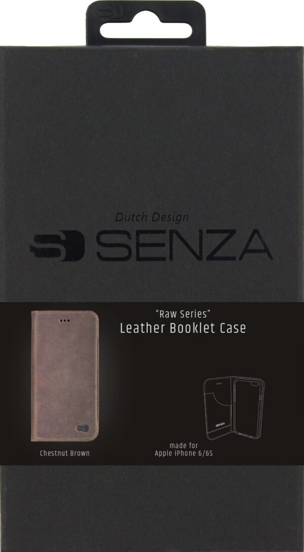 Senza Raw Leather Booklet Apple Iphone 6/6S Chestnut Brown - Afbeelding 4