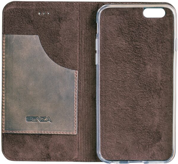 Senza Raw Leather Booklet Apple Iphone 6/6S Walnut Brown - Afbeelding 3