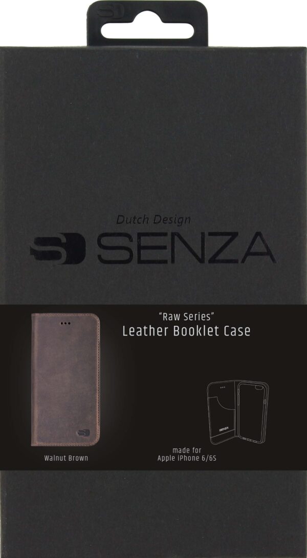 Senza Raw Leather Booklet Apple Iphone 6/6S Walnut Brown - Afbeelding 4