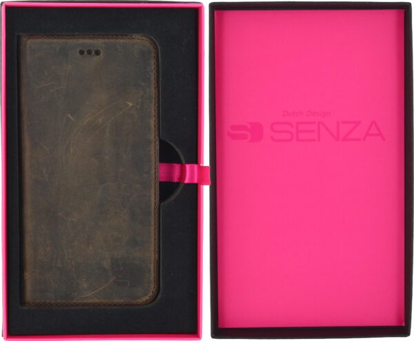 Senza Raw Leather Booklet Apple Iphone 6/6S Walnut Brown - Afbeelding 5