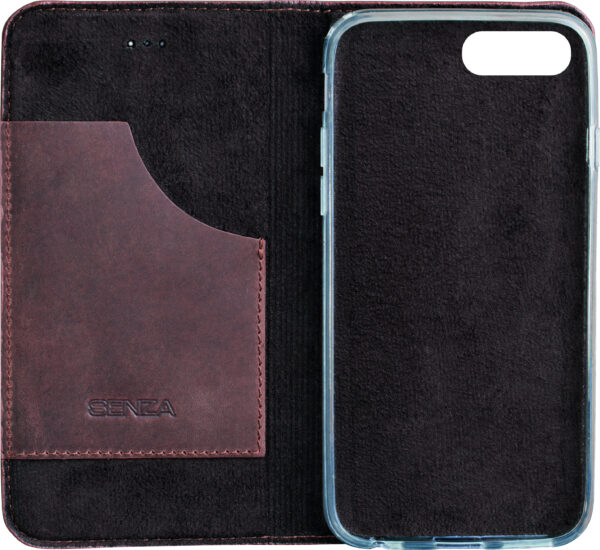 Senza Raw Leather Booklet Apple Iphone 7 Plus/8 Plus Chestnut Brown - Afbeelding 2