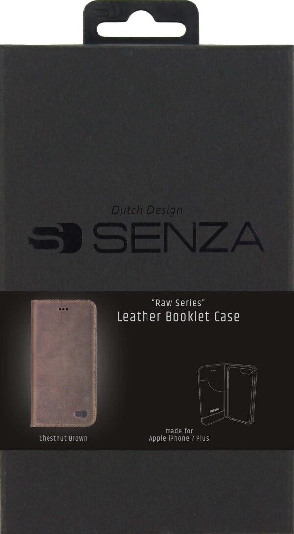 Senza Raw Leather Booklet Apple Iphone 7 Plus/8 Plus Chestnut Brown - Afbeelding 4