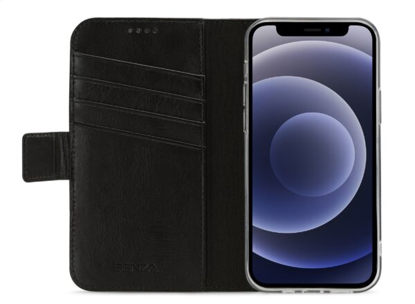 Senza Pure Leather Wallet Apple Iphone 12 Mini Deep Black - Afbeelding 2