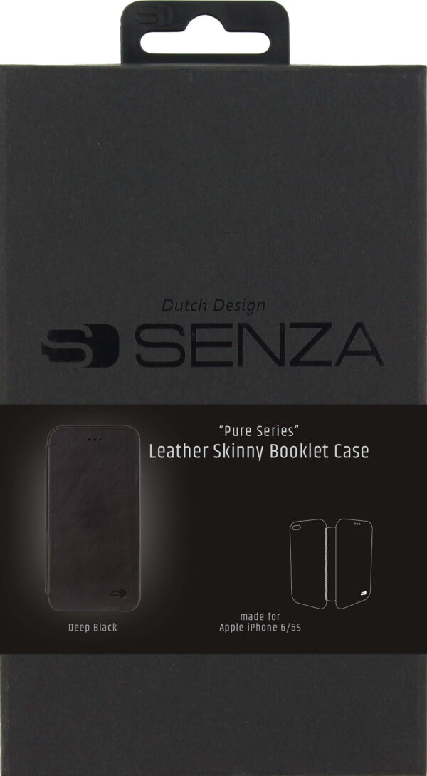 Senza Pure Skinny Leather Booklet Apple Iphone 6/6S Deep Black - Afbeelding 4