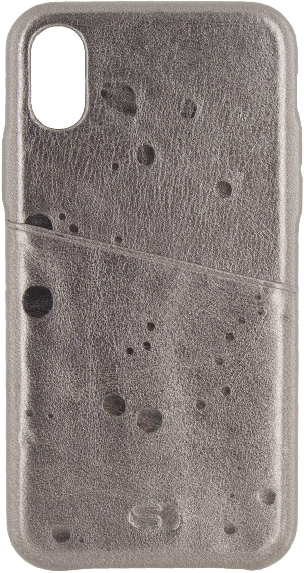 Senza Glam Leather Cover With Card Slot Apple Iphone X/Xs Metallic Grey