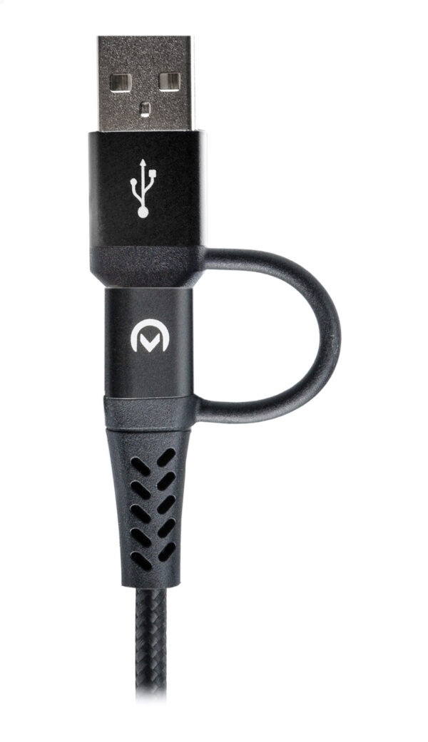 Mobilize Strong Nylon Cable 4In1 Usb, Usb-C To Micro Usb, Usb-C 1.5M Black - Afbeelding 3