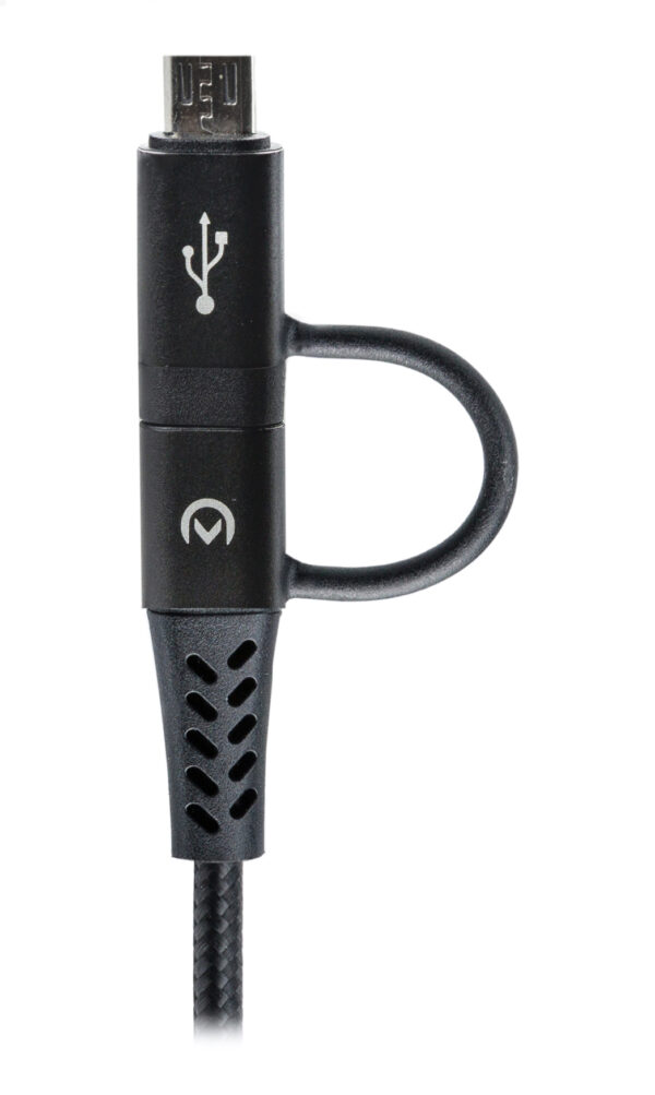 Mobilize Strong Nylon Cable 4In1 Usb, Usb-C To Micro Usb, Usb-C 1.5M Black - Afbeelding 4