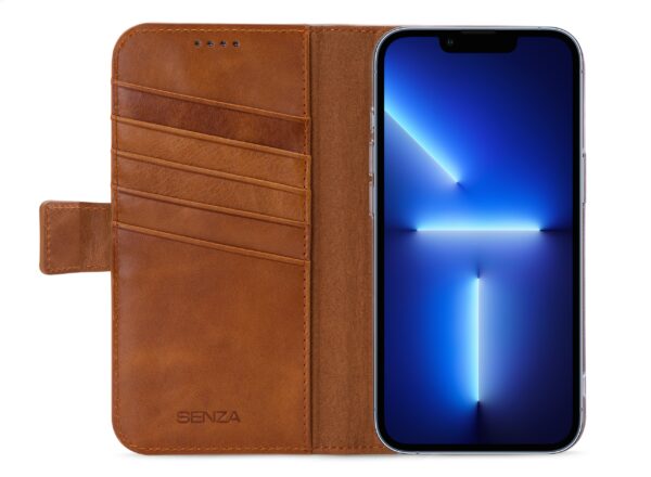 Senza Desire Leather Wallet Apple Iphone 13 Pro Burned Cognac - Afbeelding 2