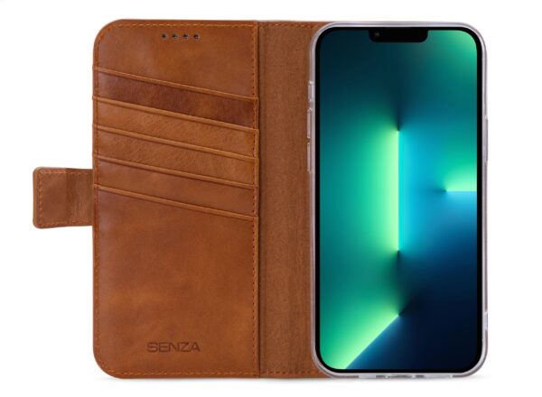 Senza Desire Leather Wallet Apple Iphone 13 Pro Max Burned Cognac - Afbeelding 2