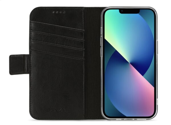 Senza Pure Leather Wallet Apple Iphone 13 Mini Deep Black - Afbeelding 2