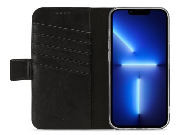 Senza Pure Leather Wallet Apple Iphone 13 Pro Deep Black - Afbeelding 2