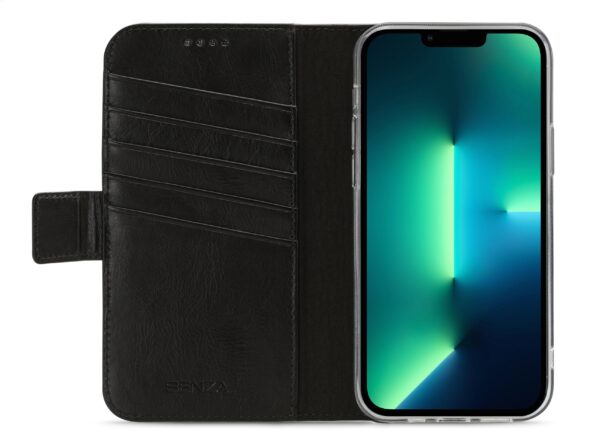 Senza Pure Leather Wallet Apple Iphone 13 Pro Max Deep Black - Afbeelding 2