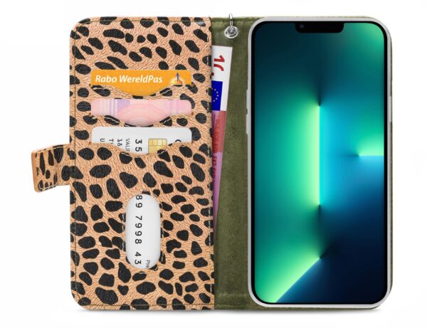 Mobilize 2In1 Magnet Zipper Case Apple Iphone 13 Pro Max Olive/Leopard - Afbeelding 3