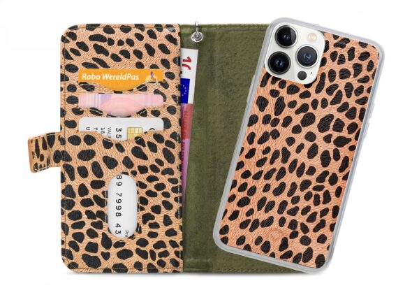 Mobilize 2In1 Magnet Zipper Case Apple Iphone 13 Pro Max Olive/Leopard - Afbeelding 4