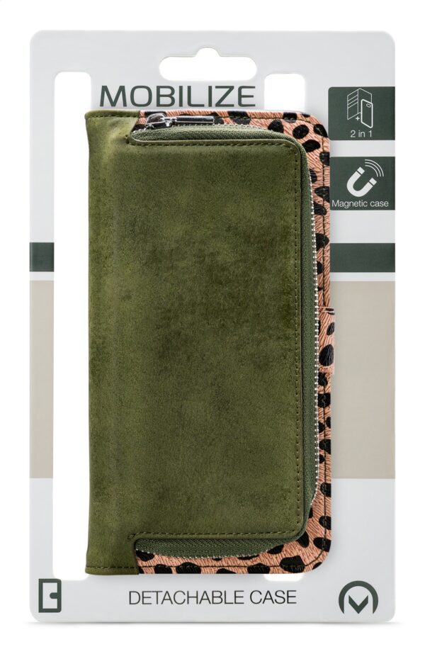 Mobilize 2In1 Magnet Zipper Case Apple Iphone 13 Pro Max Olive/Leopard - Afbeelding 8