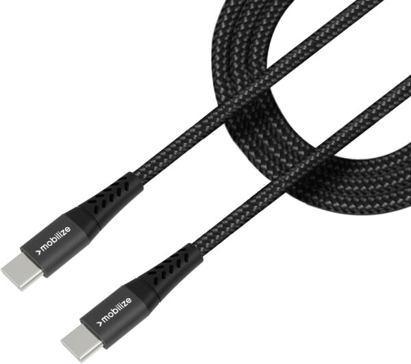 Mobilize Strong Nylon Cable Usb-C To Usb-C 1M. 100W Black - Afbeelding 2
