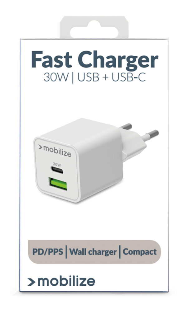 Mobilize Wall Charger Usb-C + Usb Gan 30W With Pd/Pps White - Afbeelding 11