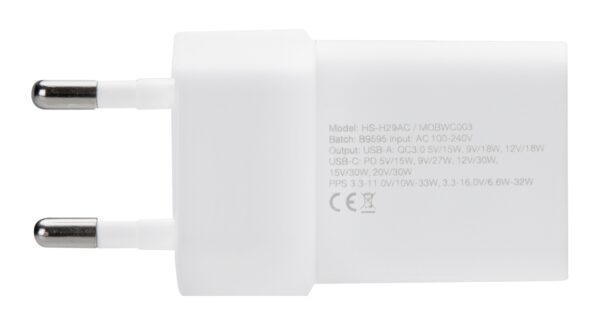 Mobilize Wall Charger Usb-C + Usb Gan 30W With Pd/Pps White - Afbeelding 5