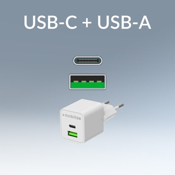 Mobilize Wall Charger Usb-C + Usb Gan 30W With Pd/Pps White - Afbeelding 6