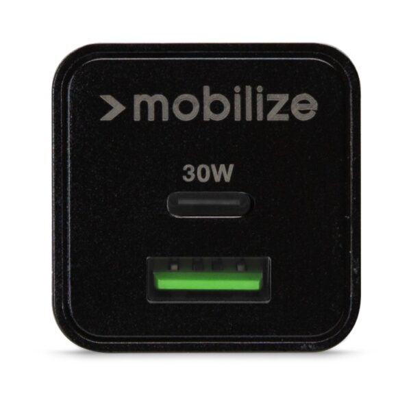Mobilize Wall Charger Usb-C + Usb Gan 30W With Pd/Pps Black - Afbeelding 4