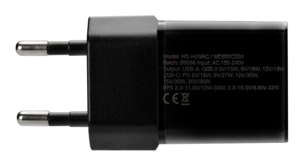 Mobilize Wall Charger Usb-C + Usb Gan 30W With Pd/Pps Black - Afbeelding 5