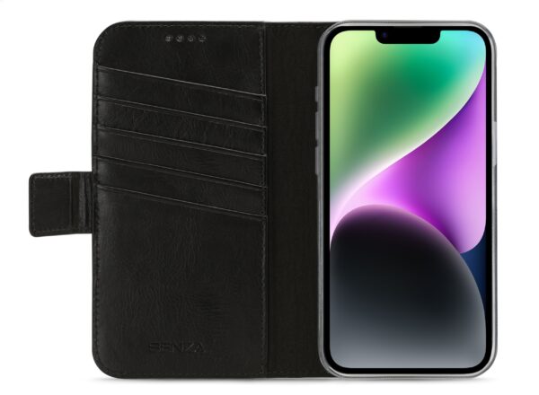Senza Pure Leather Wallet Apple Iphone 14 Deep Black - Afbeelding 2