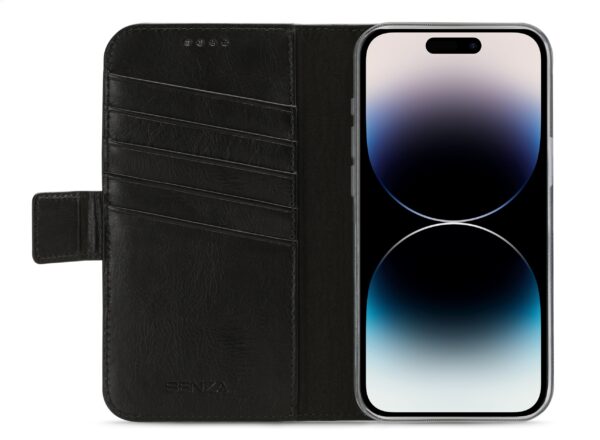 Senza Pure Leather Wallet Apple Iphone 14 Pro Deep Black - Afbeelding 2