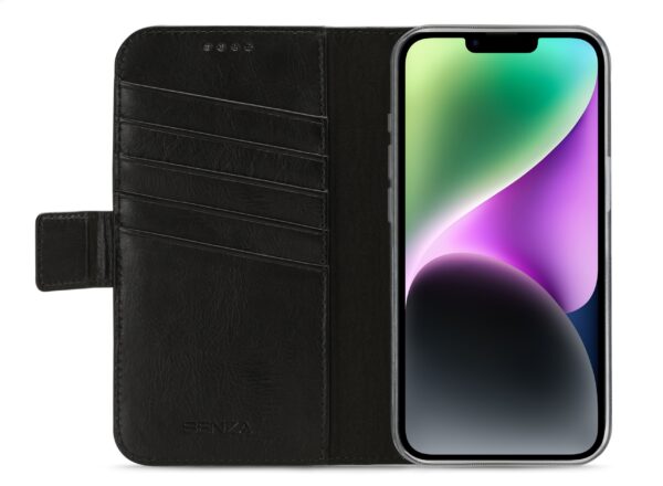 Senza Pure Leather Wallet Apple Iphone 14 Plus Deep Black - Afbeelding 2