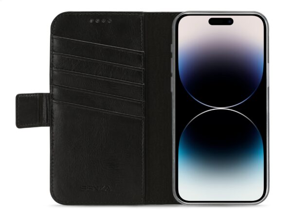 Senza Pure Leather Wallet Apple Iphone 14 Pro Max Deep Black - Afbeelding 2