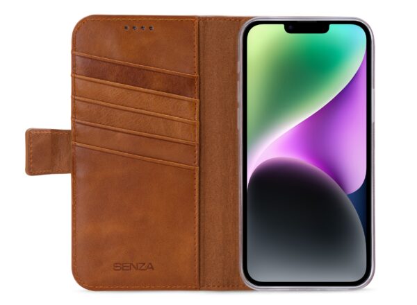 Senza Desire Leather Wallet Apple Iphone 14 Plus Burned Cognac - Afbeelding 2