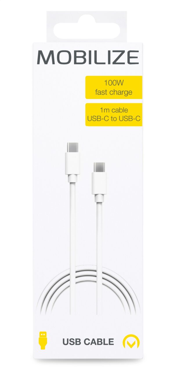 Mobilize Cable Usb-C To Usb-C 1M. 100W White - Afbeelding 4