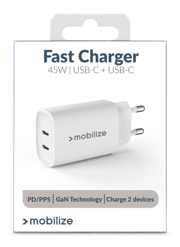 Mobilize Wall Charger 2X Usb-C Gan 45W With Pd/Pps White - Afbeelding 8