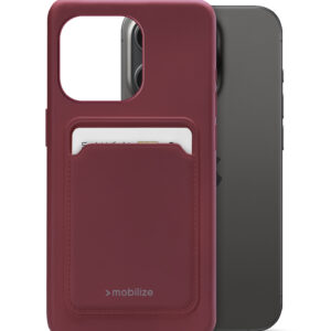 Mobilize Rubber Gelly Card Case Apple Iphone 15 Pro Matt Bordeaux