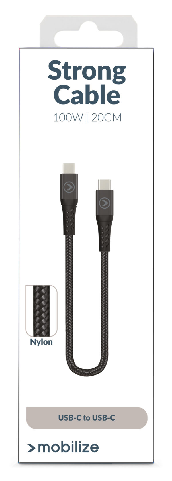 Mobilize Strong Nylon Cable Usb-C To Usb-C 20Cm. 100W Black - Afbeelding 6