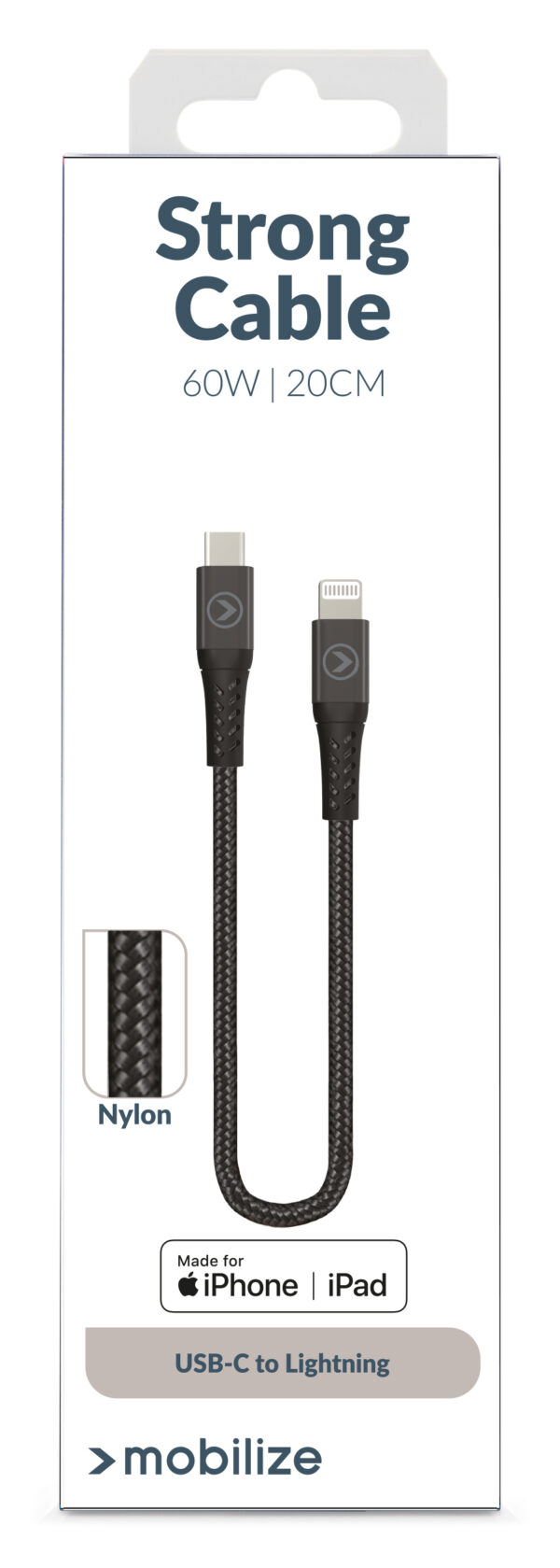 Mobilize Strong Nylon Cable Usb-C To Mfi Lighting 20Cm. 60W Black - Afbeelding 6