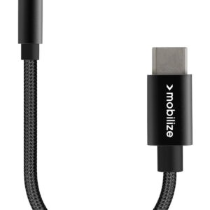 Mobilize Strong Nylon Audio Adapter Usb-C To 3.5Mm 15Cm Black