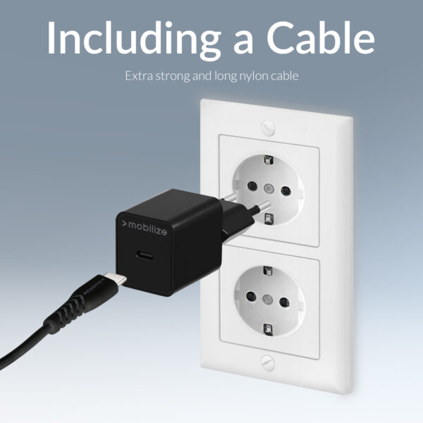 Mobilize Wall Charger Usb-C Gan 30W With Pd/Pps + Usb-C Nylon Cable 1.2M Black - Afbeelding 10