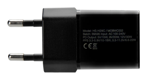 Mobilize Wall Charger Usb-C Gan 30W With Pd/Pps + Usb-C Nylon Cable 1.2M Black - Afbeelding 5