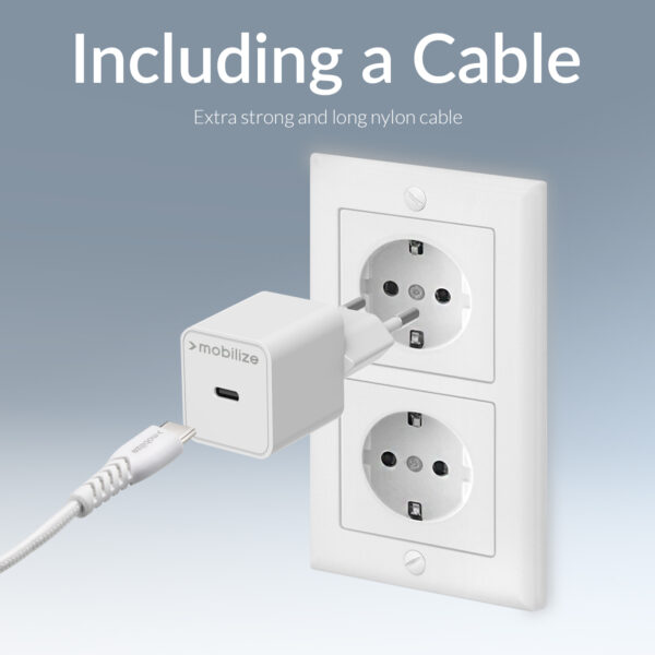 Mobilize Wall Charger Usb-C Gan 30W With Pd/Pps + Usb-C Nylon Cable 1.2M White - Afbeelding 10